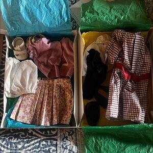 American Girl Clothes, Samantha (missing 1 shoe) and Kit
